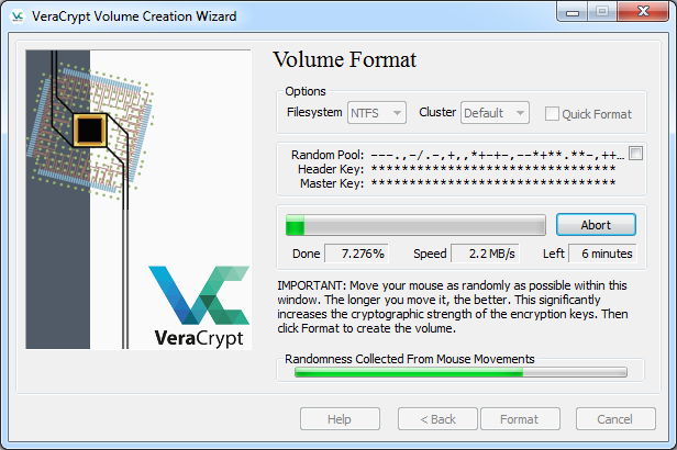 Создание не системного зашифрованного диска VeraCrypt
